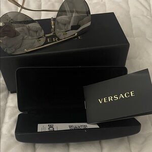 Versace Gold and Silver mirrored Sunglasses with Case and original box.
